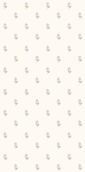 Tapete mit kleinen Blümchen in Puderrosa | Zartes Muster für die Wand