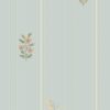 Blaue Tapete mit Sommerblumen und Streifen | Romantischer Stil