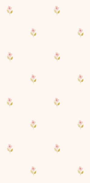 Tapete mit kleinen lachsfarbenen Blümchen | Zartes Muster für die Wand