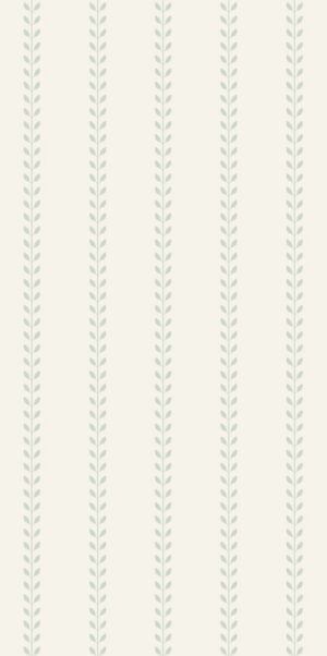 Grüne gestreifte Tapete mit Blättern | Botanisches Muster für die Wand