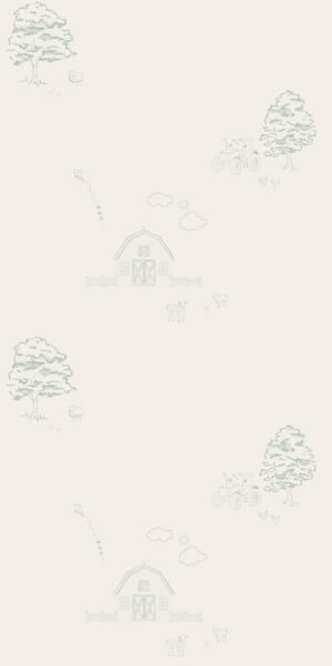 Tapete Ländliches Idyll in Grün | Rustikales Muster für die Wand